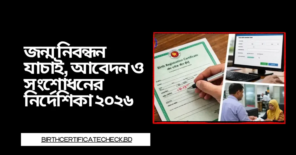 জন্ম নিবন্ধন যাচাই, আবেদন ও সংশোধনের নির্দেশিকা ২০২৬
